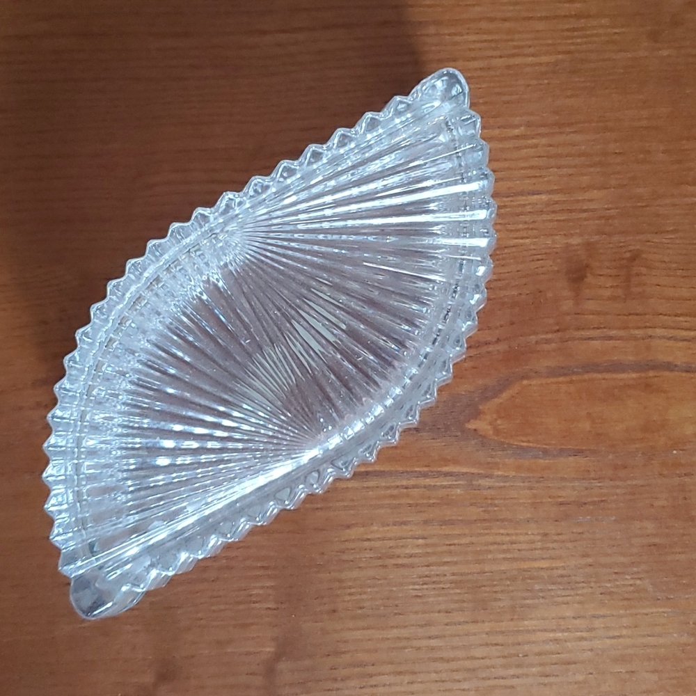 Mikasa, crystal, fan, candy, dish, made in Japan